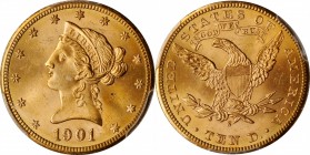 1901-S Liberty Head Eagle. MS-64 (PCGS).

Delightful Choice Mint State quality for this classic gold design type, both sides are fully struck, lustr...