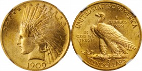 1909 Indian Eagle. MS-63 (NGC).

Lustrous and frosty surfaces are further enhanced by vivid golden-yellow patina. Sharp and inviting Choice Mint Sta...