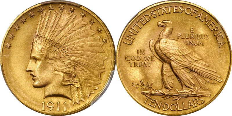 A Second Premium Gem Uncirculated 1911 $10 Gold

1911 Indian Eagle. MS-66 (PCG...