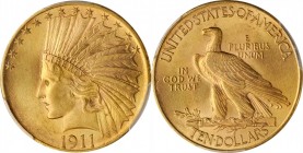 1911 Indian Eagle. MS-63 (PCGS).

An attractive eagle with even yellow gold patina and satiny surfaces.

PCGS# 8868. NGC ID: 28GT.