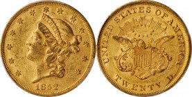1852 Liberty Head Double Eagle. AU-55 (PCGS).

A second opportunity in the Fairmont Collection to acquire an 1852 $20 in Mint State 62. This frosty ...