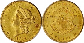 Condition Rarity 1855 Double Eagle

1855 Liberty Head Double Eagle. MS-61 (PCGS).

A lovely honey-gold example with full, softly frosted luster an...