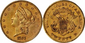 Condition Rarity 1857 Double Eagle

1857 Liberty Head Double Eagle. MS-62 (PCGS).

A lovely example with subtle pale rose highlights to dominant h...
