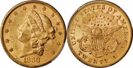 1868-S Liberty Head Double Eagle. MS-61 (PCGS). CAC.

Lovely honey-gold patina blends with frosty mint luster on both sides of this well struck, ori...