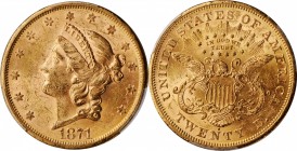 1871-S Liberty Head Double Eagle. MS-61 (PCGS). CAC.

Billowy mint frost and attractive rose-gold patina blanket both sides of this endearing piece....