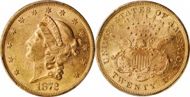 1872 Liberty Head Double Eagle. AU-58+ (PCGS). CAC.

Attractive and near-Mint in every respect. Satiny luster blankets the surfaces, yielding only f...