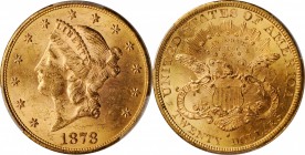 1878-S Liberty Head Double Eagle. MS-61 (PCGS).

Attractive honey gold patina is enhanced with rose iridescence on this quality double eagle that pr...