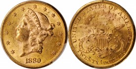1880-S Liberty Head Double Eagle. MS-61 (PCGS).

An intensely lustrous honey-gold example that also offers razor sharp striking detail. 836,000 doub...