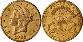 1882-CC Liberty Head Double Eagle. AU-53 (PCGS). CAC.

Handsome medium gold surfaces with glints of luster shining forth nicely from the more protec...