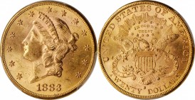 1883-S Liberty Head Double Eagle. MS-62 (PCGS). CAC.

Intensely lustrous rose-gold surfaces exhibit full striking detail from the rims to the center...