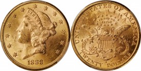 1888-S Liberty Head Double Eagle. MS-62 (PCGS).

Delightful rose-orange surfaces are further adorned with billowy mint frost. A smartly impressed an...