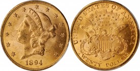 1894 Liberty Head Double Eagle. MS-63 (PCGS). CAC.

Vivid golden-rose patina to both sides, the surfaces also fully frosted in finish with the desig...