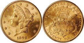 1898-S Liberty Head Double Eagle. MS-64+ (PCGS). CAC.

Frosty rose-orange surfaces are carefully and originally preserved with eye appeal to spare. ...