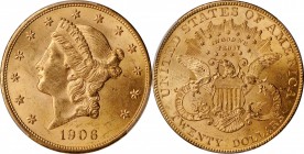 Important Condition Rarity 1906 Double Eagle

1906 Liberty Head Double Eagle. MS-64 (PCGS).

Handsome rose-gold patina blankets both sides of this...