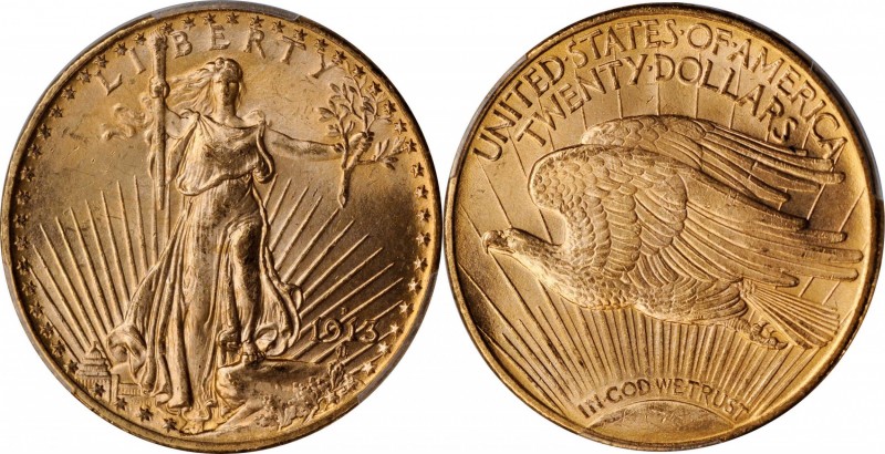 1913-D Saint-Gaudens Double Eagle. MS-65 (PCGS).

Smooth satiny surfaces are e...