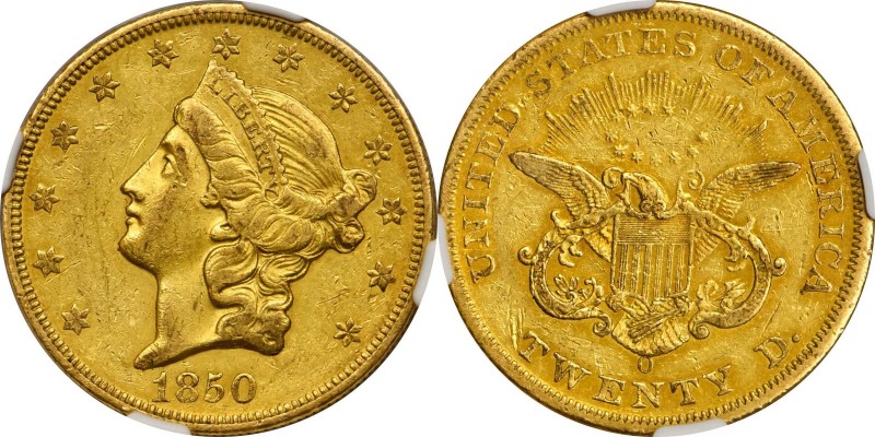 Rare Choice AU 1850-O $20 AU-55 (NGC)

1850-O Liberty Head Double Eagle. AU-55...