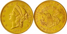 1854 Liberty Head Double Eagle. Small Date. AU Details--Cleaned (PCGS).

Sharp striking detail and vivid reddish-rose and medium orange patina provi...