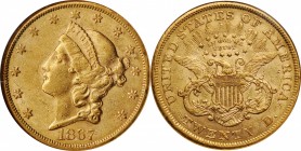 1867-S Liberty Head Double Eagle. AU-55 (NGC).

Lustrous Choice AU quality with all major design elements boldly to sharply defined. An even endowme...