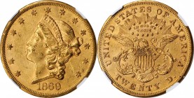 1869-S Liberty Head Double Eagle. AU-55 (NGC).

Intermingled champagne-pink highlights enliven otherwise honey-gold surfaces. Sharply struck and lus...