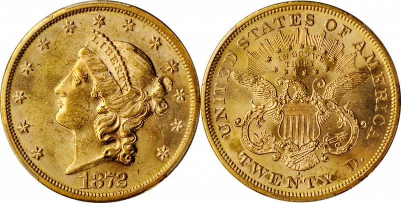 1872-S Liberty Head Double Eagle. MS-62 (PCGS).

Highly lustrous with a bold, ...