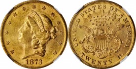 1873 Liberty Head Double Eagle. Open 3. MS-61 (NGC).

A sharply struck, lustrous, honey-rose example of this quintessential type issue from the midd...