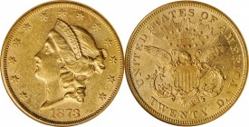 1873-S Liberty Head Double Eagle. Open 3. AU-58 (NGC).

Near-fully defined with ample mint luster remaining, this attractive Choice AU also sports v...