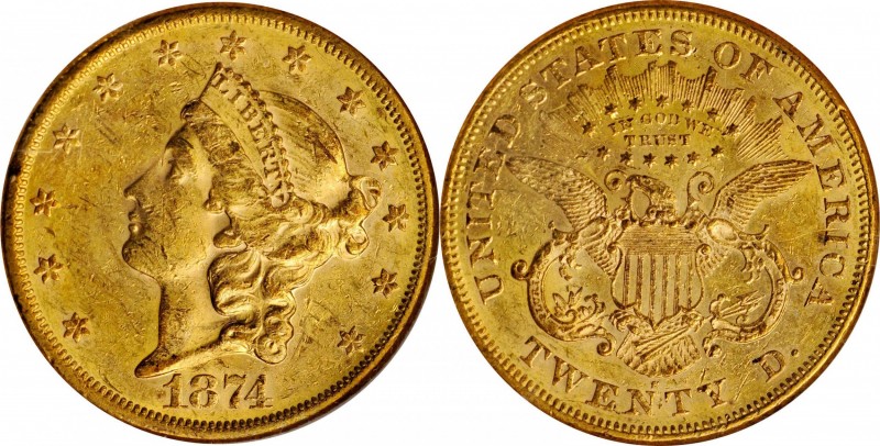 1874-S Liberty Head Double Eagle. AU-58 (NGC).

Sharply defined overall with p...