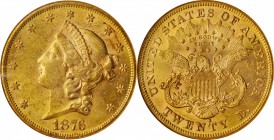 1876-S Liberty Head Double Eagle. MS-61 (NGC).

Lustrous and frosty, both sides are further adorned with vivid medium rose-orange patina. From the f...