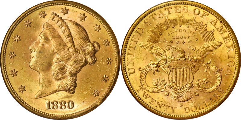 Rare Choice Mint State 1880-S Double Eagle

Just 3 Finer at NGC

1880-S Libe...