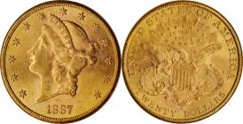 1887-S Liberty Head Double Eagle. MS-62 (PCGS).

Tinges of medium rose further enhance otherwise dominant orange-gold patina on both sides of this s...