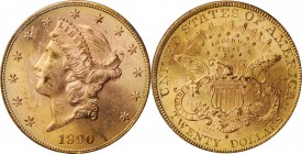 1890-S Liberty Head Double Eagle. MS-63 (PCGS).

Vivid deep rose patina on the obverse yields to warmer medium gold on the reverse of this captivati...
