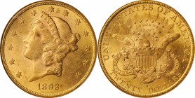 1893-S Liberty Head Double Eagle. MS-62 (NGC).

Pretty rose-gold surfaces are fully frosted in finish with the focal features sharply defined.

PC...