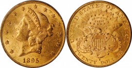 1895-S Liberty Head Double Eagle. MS-62 (PCGS). OGH.

Pretty orange-honey patina blends with frosty mint luster, both sides also offering sharp to f...