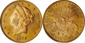 1896 Liberty Head Double Eagle. MS-63 (PCGS).

Bright golden-honey patina with blended orange-apricot evident as the coin rotates under a light. The...