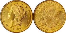 1897-S Liberty Head Double Eagle. MS-63 (NGC).

A pretty rose-orange example with overall bold striking detail and a full quota of frosty mint luste...