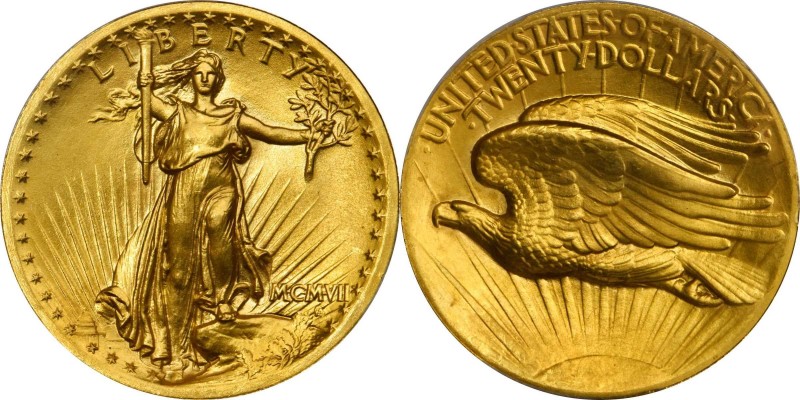Magnificent Gem High Relief MCMVII (1907) Saint-Gaudens $20 Wire Rim Variant

...