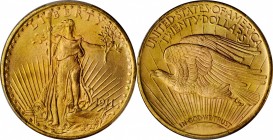 1911-S Saint-Gaudens Double Eagle. MS-66 (PCGS).

Billowy mint frost mingles with warm golden-apricot patina on both sides of this sharply struck, e...