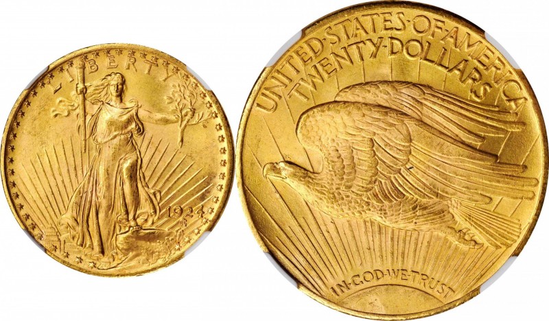 1924 Saint-Gaudens Double Eagle. MS-66+ (NGC).

Nicely impressed with full, so...