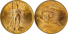 1924 Saint-Gaudens Double Eagle. MS-64 (PCGS).

Orange gold iridescence is seen on both sides of this satiny near-Gem.

PCGS# 9177. NGC ID: 26G7.
