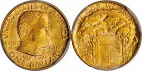 1922 Grant Memorial Gold Dollar. No Star. MS-66 (PCGS). CAC.

Vividly patinated in pale rose and warmer olive-gold, this beautiful Gem also sports b...