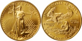 1991 Half-Ounce Gold Eagle. MS-69 (PCGS).

Fully struck and highly lustrous, as befits the issue, with virtually pristine surfaces.

PCGS# 9852. N...