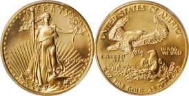 1991 Half-Ounce Gold Eagle. MS-68 (PCGS).

The lightest pale pink iridescence enlivens otherwise medium gold surfaces on both sides of this satiny a...