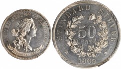 1869 Pattern Half Dollar. Judd-754, Pollock-838. Rarity-5. Silver. Reeded Edge. Proof-62 (NGC).

Obv: Standard Silver design with a bust of Liberty ...