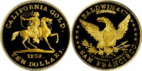 "1857/0" (2002) Baldwin & Co. $10. Horseman Type. Commemorative Restrike. Justh & Hunter #128. Deep Cameo Proof (PCGS).

.887 Fine Cal Gold. Nearly ...