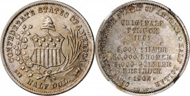 1962 Confederate Half Dollar. Bashlow Restrike. Bertram-B861-220. Silver. MS-67 (NGC).

Lightly toned in iridescent pinkish-silver, powder blue and ...