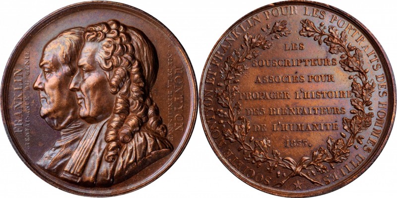 Benjamin Franklin

1833 Society of Montyon and Franklin Medal. Bronze. 42 mm. ...