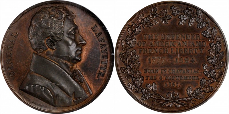 Lafayette

1824 Lafayette Portrait Medal. Bronze. 46 mm. By Caunois. Fuld LA.1...