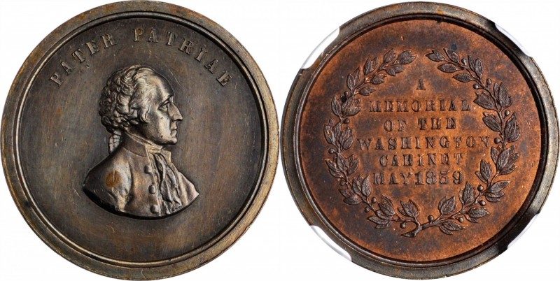 Washingtoniana

1859 Washington Cabinet Medalet. Bronze. 21 mm. Musante GW-240...