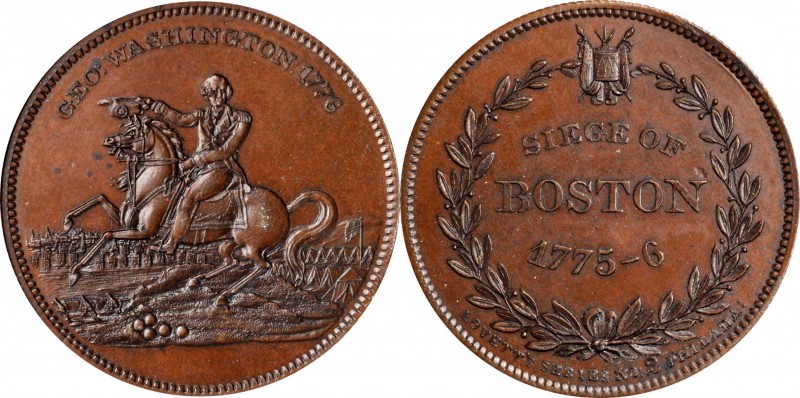 Washingtoniana

"1776" (ca. 1859) Siege of Boston Medal. Copper. 31 mm. Musant...