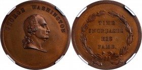 Washingtoniana

Undated (ca. 1861) Time Increases His Fame Medal. Bronze. 28 mm. Musante GW-442, Baker-91D, Julian PR-27. MS-63 BN (NGC).